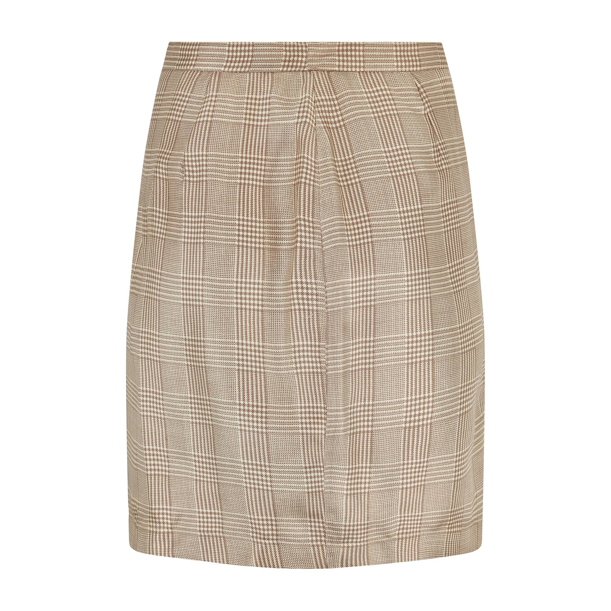 1990s Thierry Mugler Brown Prince of Wales Check Silk Skirt Suit