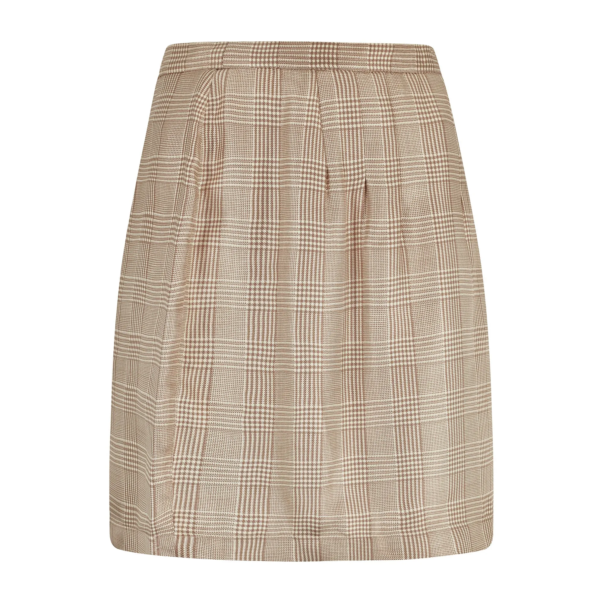 1990s Thierry Mugler Brown Prince of Wales Check Silk Skirt Suit