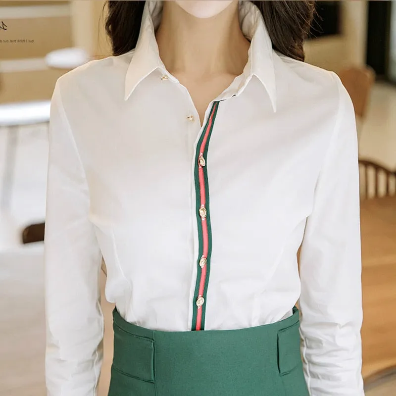 2 Piece Set -White Blouse and Green  Pencil Skirt