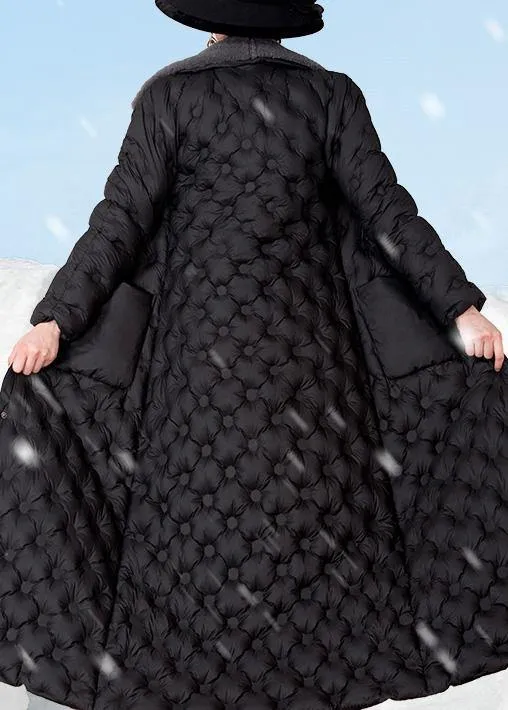 2019 black down coat winter trendy plus size rabbit wool collar winter jacket pockets Elegant winter outwear