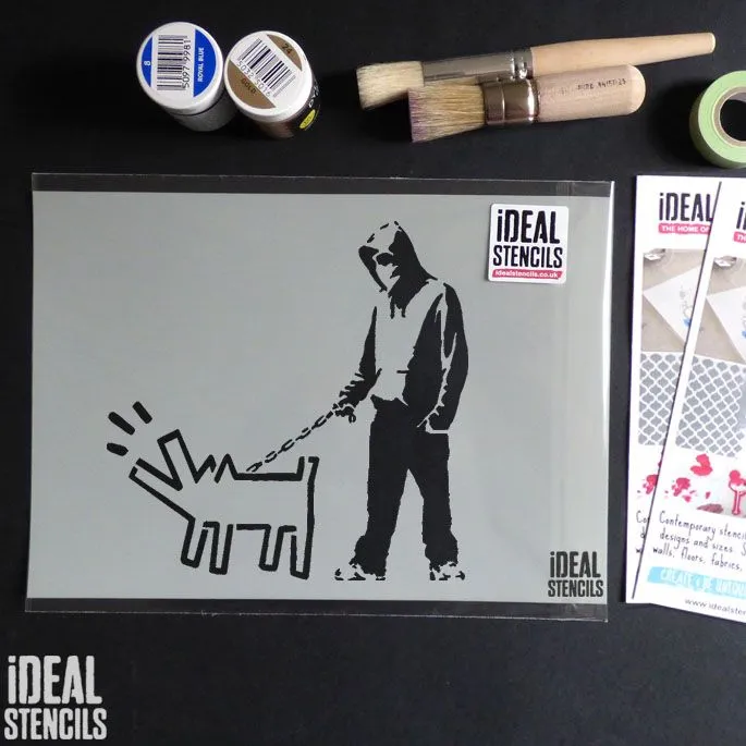 Banksy Hoodie & Keith Haring Dog Stencil