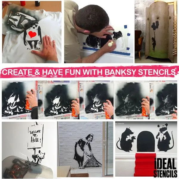 Banksy Hoodie & Keith Haring Dog Stencil