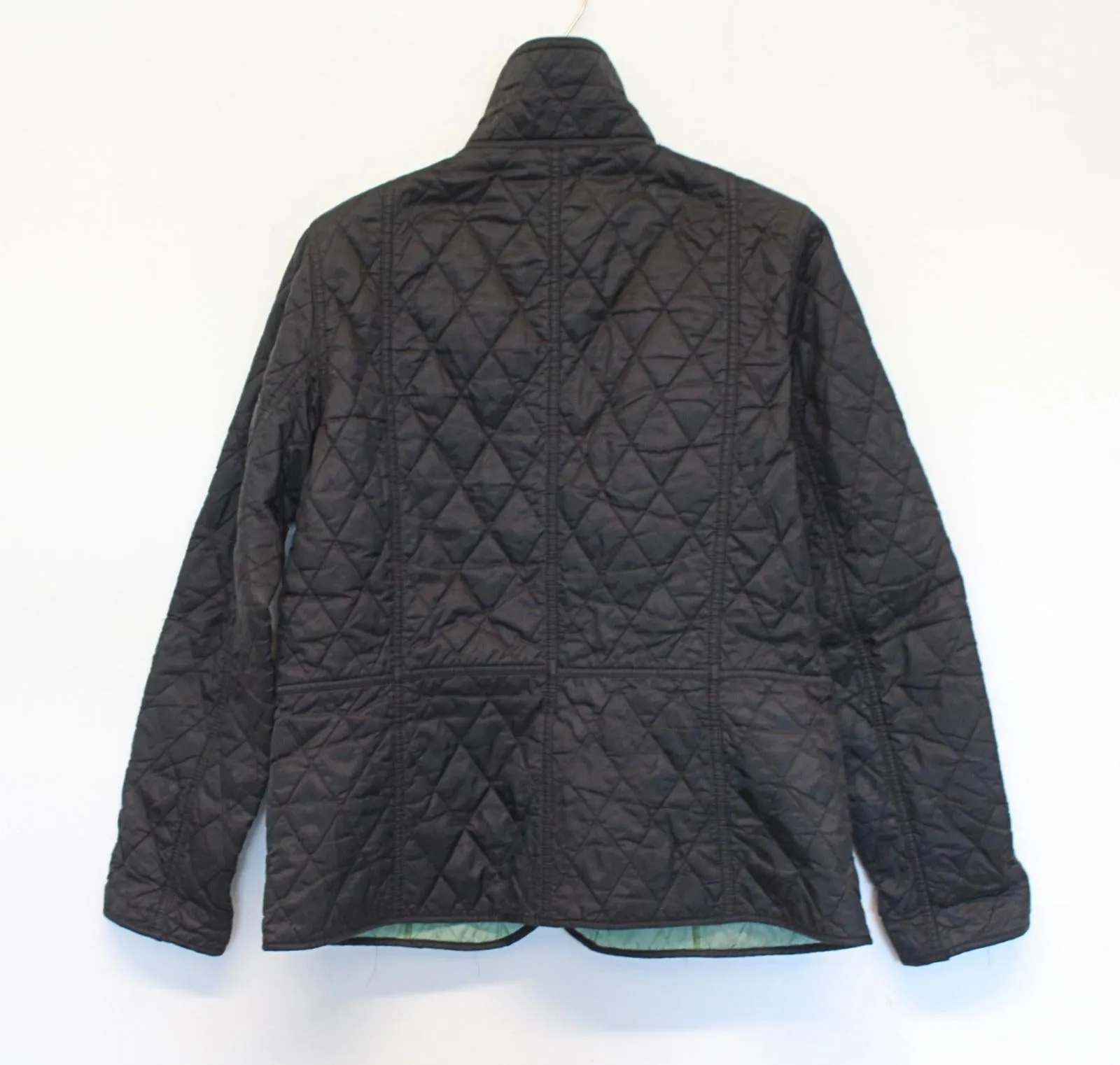 BARBOUR Ladies Black Corduroy Collar Embroidered Logo Quilted Jacket UK14