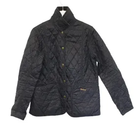 BARBOUR Ladies Black Corduroy Collar Embroidered Logo Quilted Jacket UK14