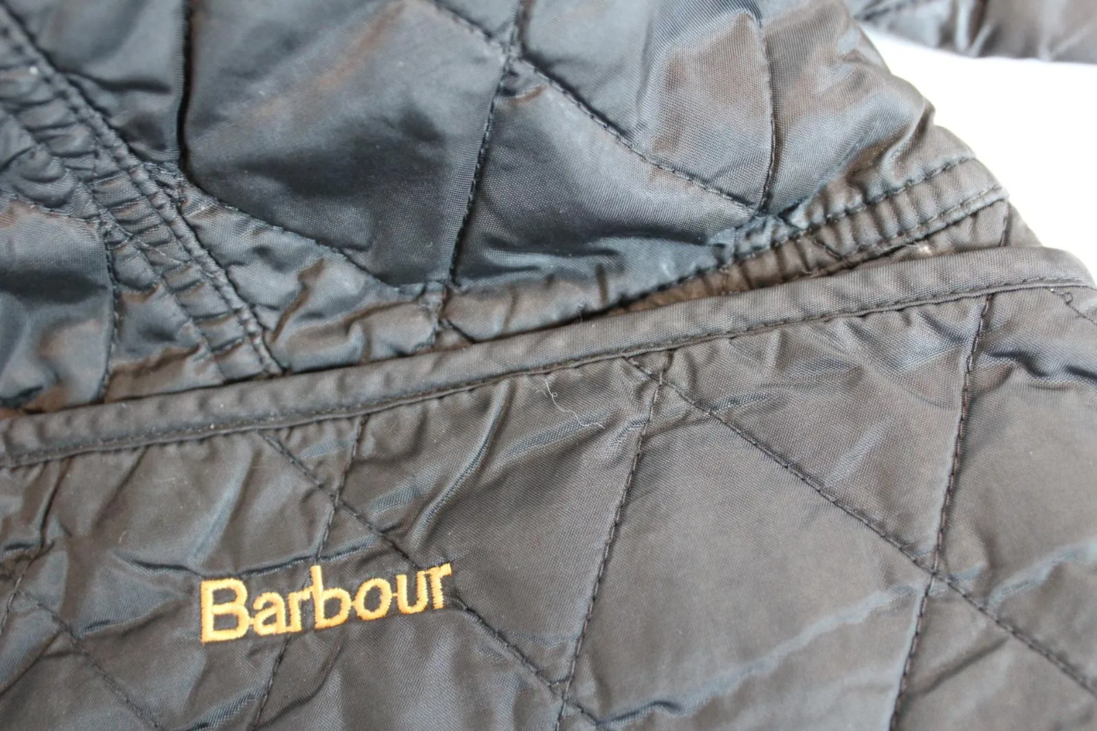 BARBOUR Ladies Black Corduroy Collar Embroidered Logo Quilted Jacket UK14