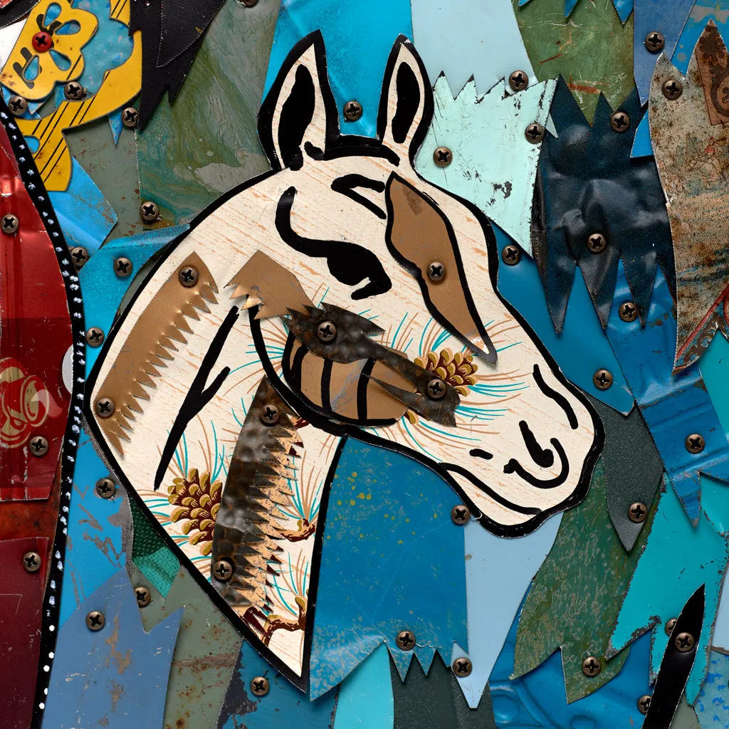CUSTOM COWGIRL (HORSES) metal wall sculpture