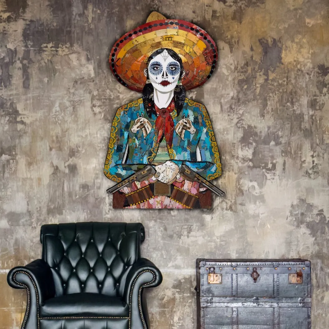 CUSTOM COWGIRL (HORSES) metal wall sculpture