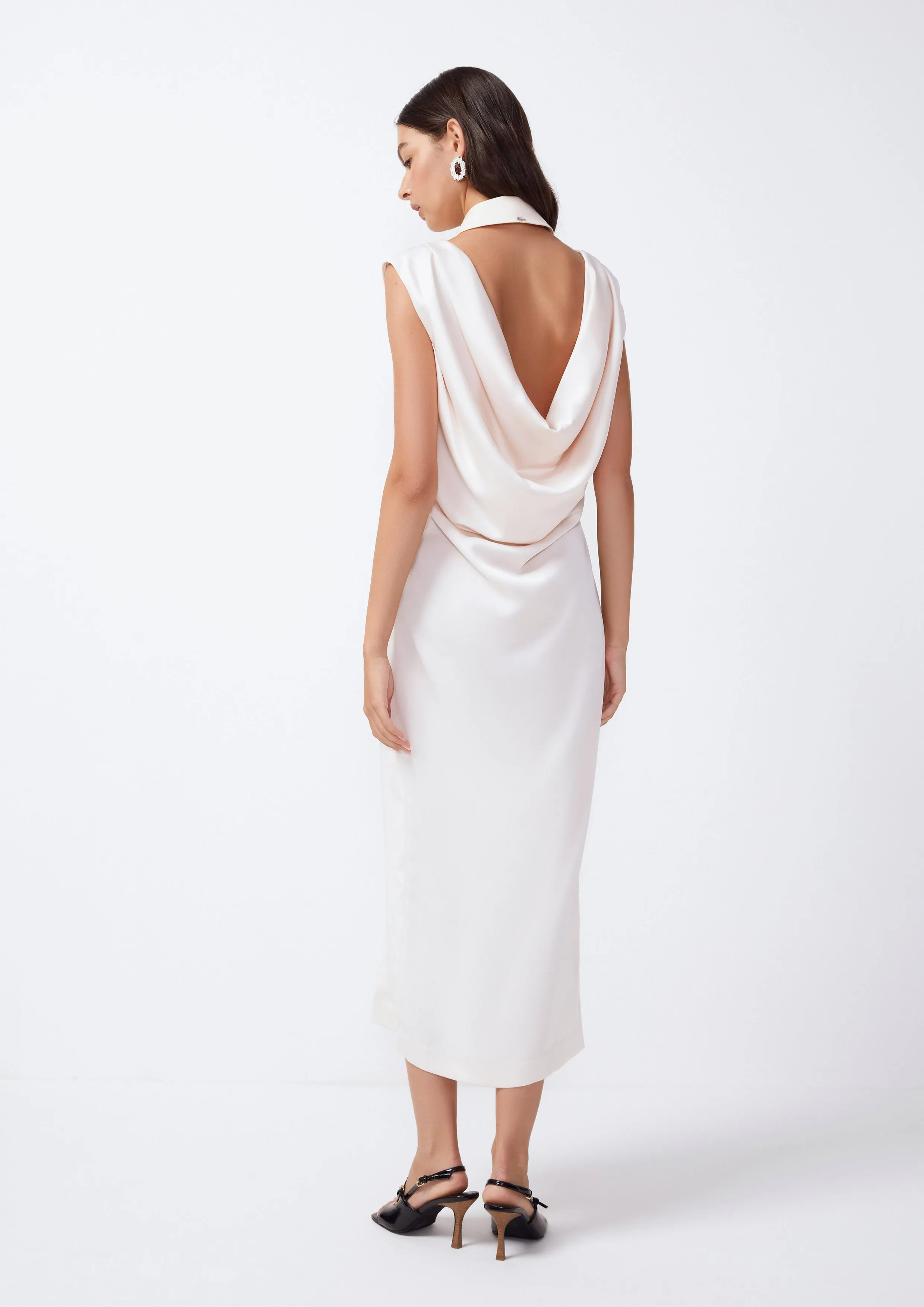 Cutout Collar Sleeveless Midi Dress