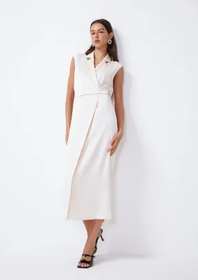 Cutout Collar Sleeveless Midi Dress