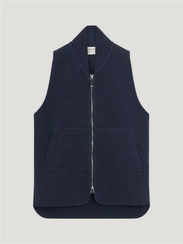 Denim Wool Drop Back Car Vest
