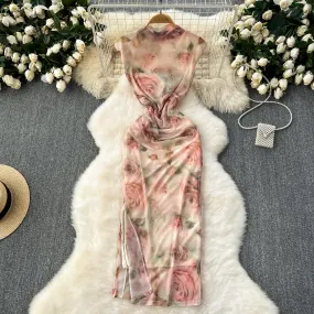 Elegant Bodycon Ethnic Floral Dress