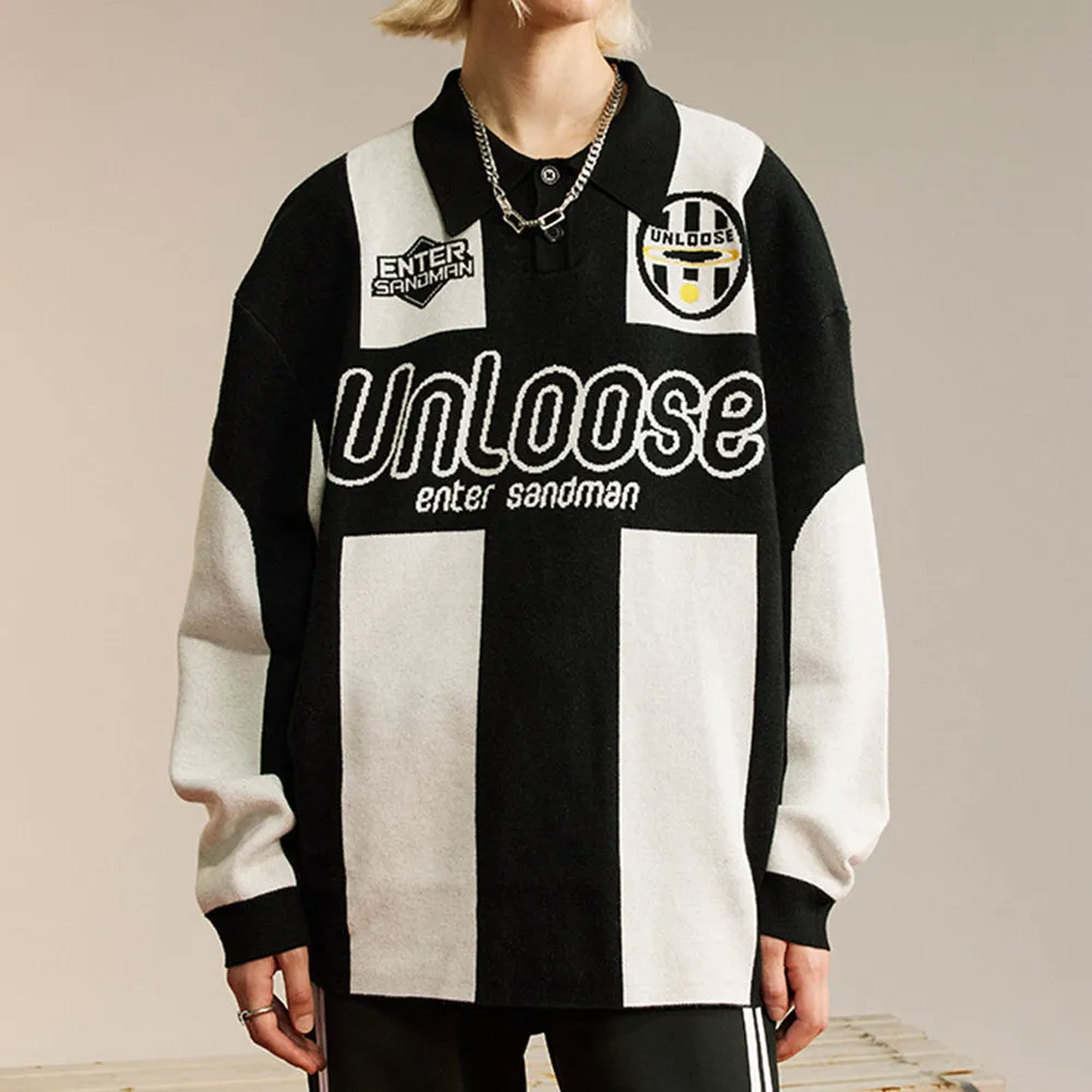 FULL PRINTED RETRO POLO COLLAR SWEATER