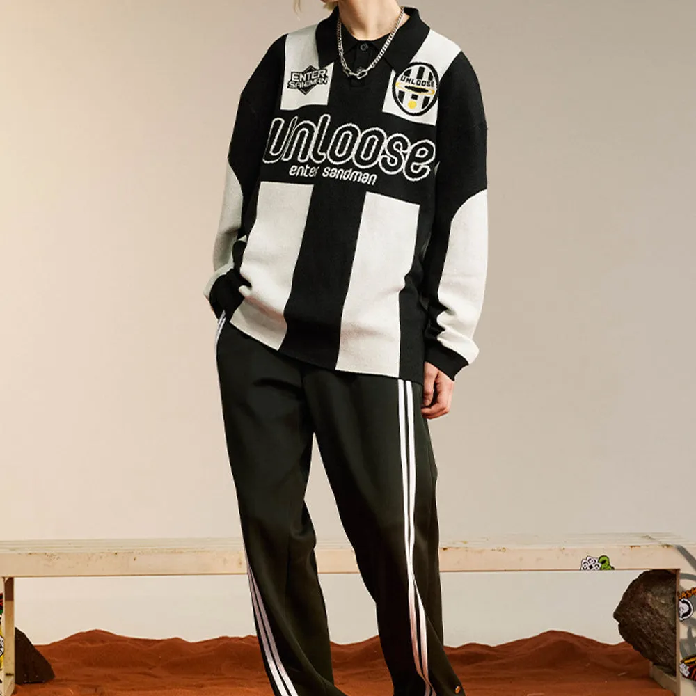 FULL PRINTED RETRO POLO COLLAR SWEATER