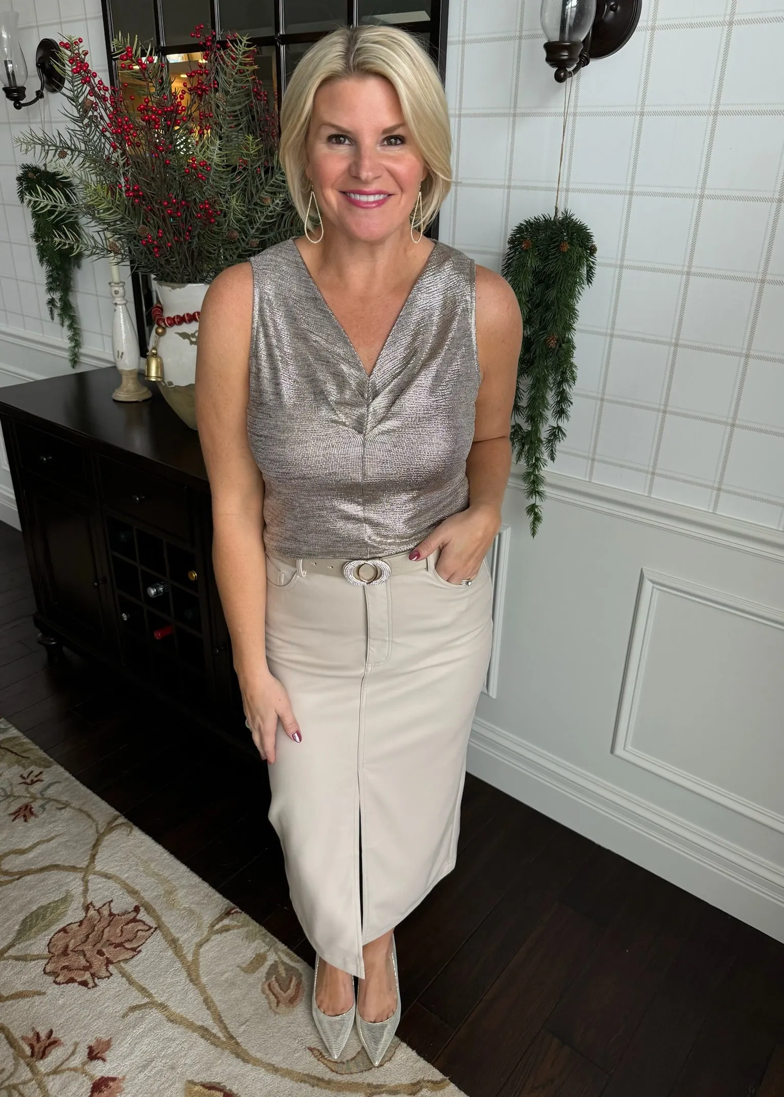 Gold Foil Deep V-neck