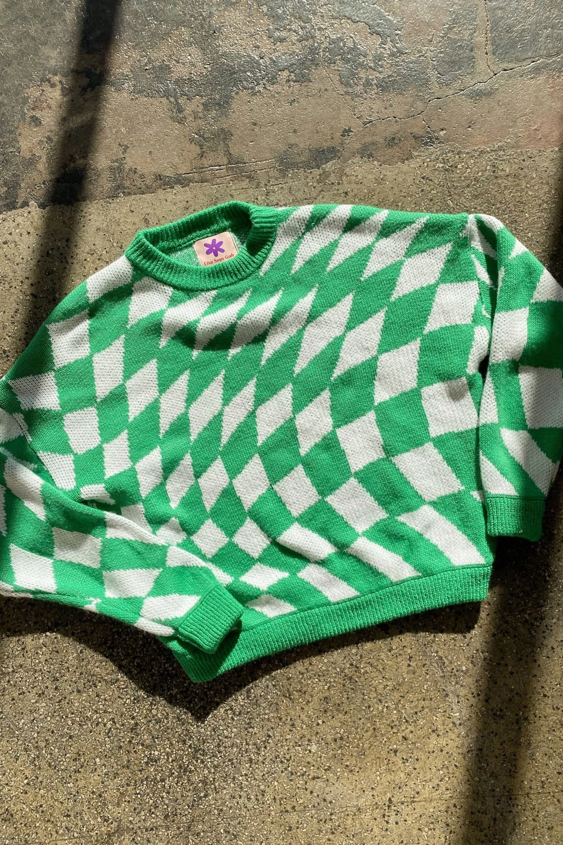 Green Warp Check Emma Sweater