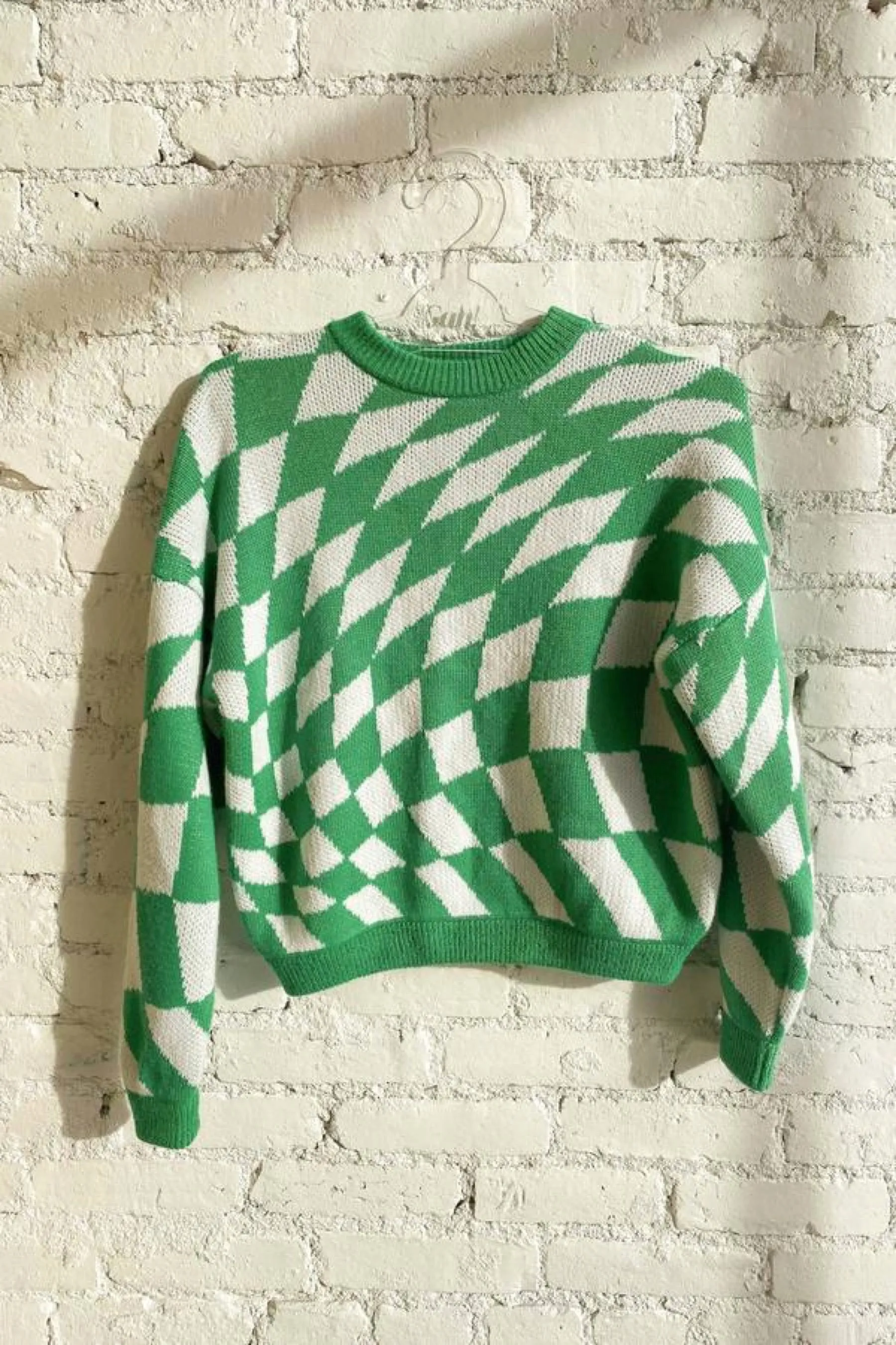Green Warp Check Emma Sweater