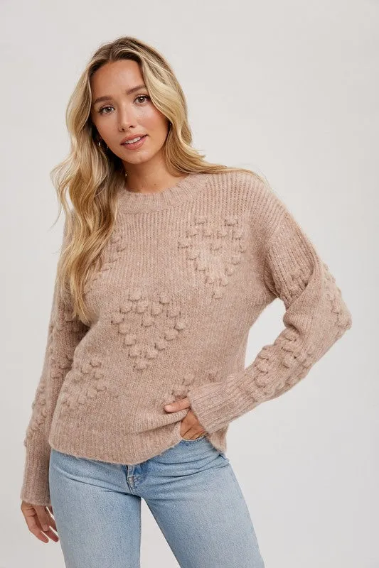 Heart Shape Pom Pom Sweater - Coco
