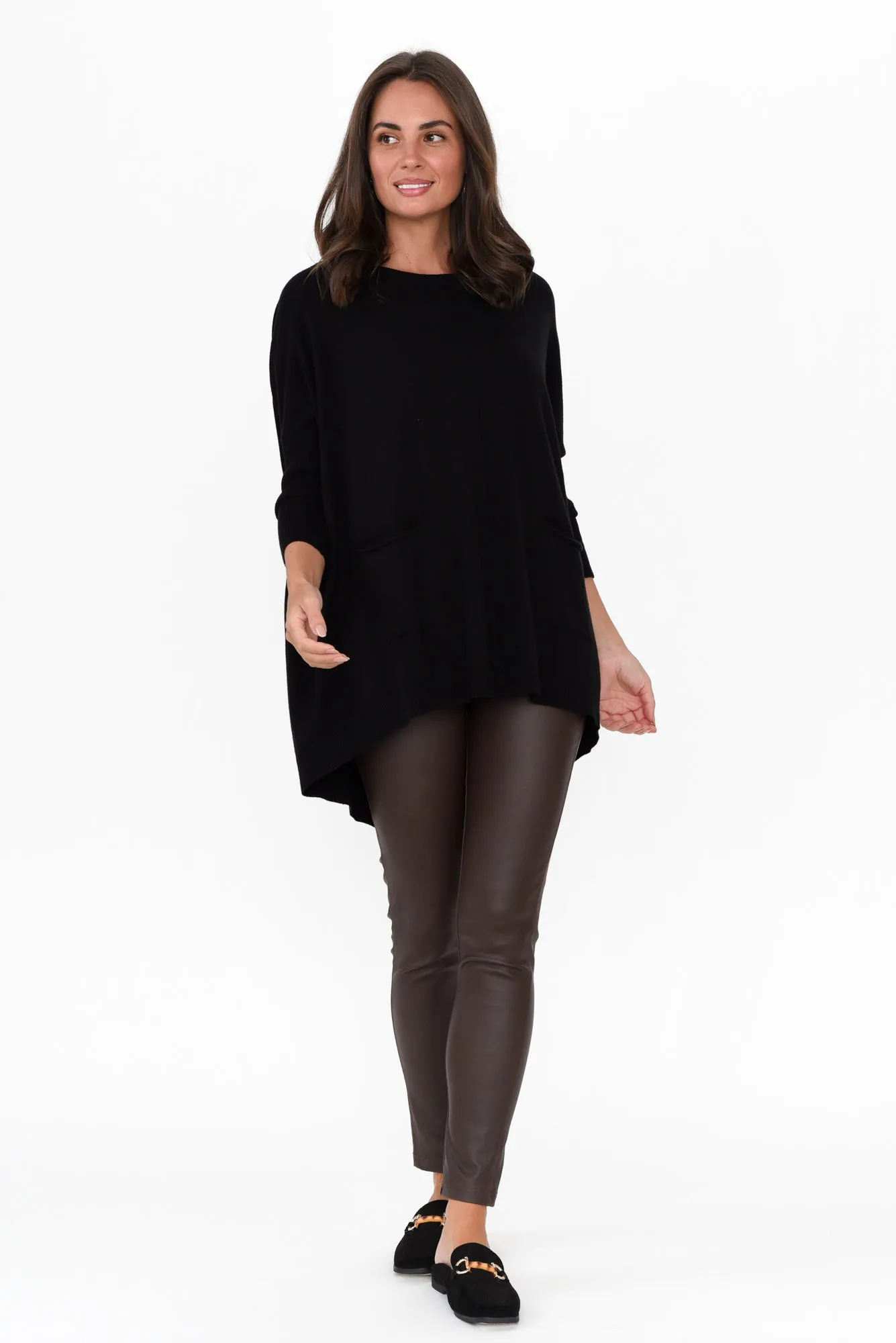 Helsinki Black Knit Pocket Jumper