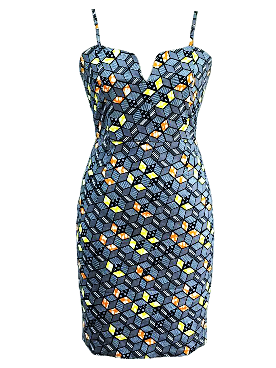 IkoChic Grey Bodycon Dress in Block Prints