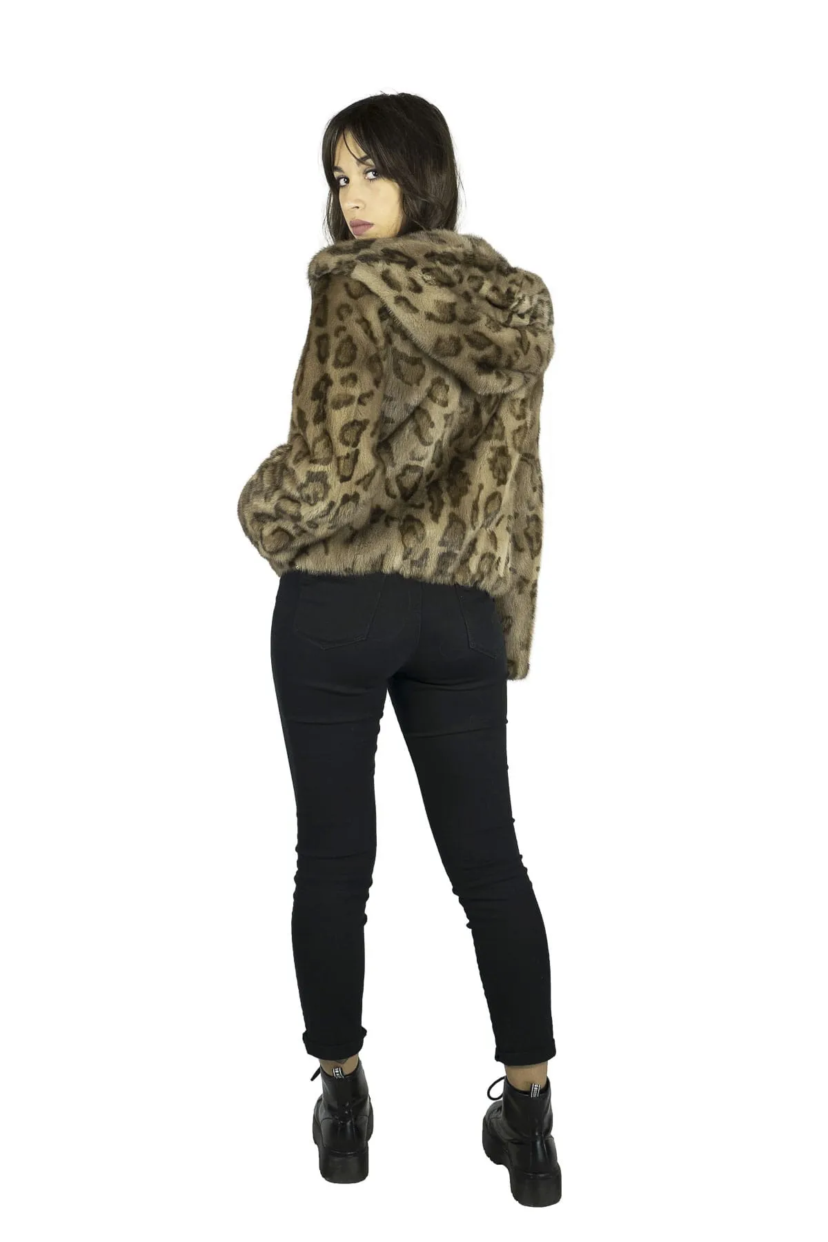 Jacket in mink Leopard Print Hoodie