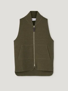 Khaki Wool Drop Back Car Vest