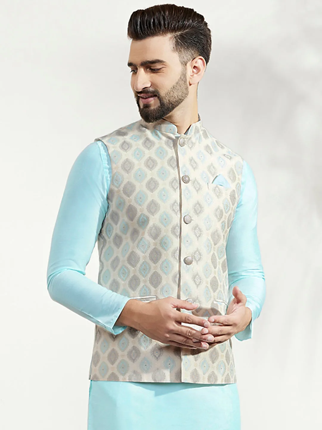 Men's Off White Nehru Jacket (Set of 1)