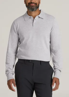 Men’s Tall Polo Sweater in Light Grey