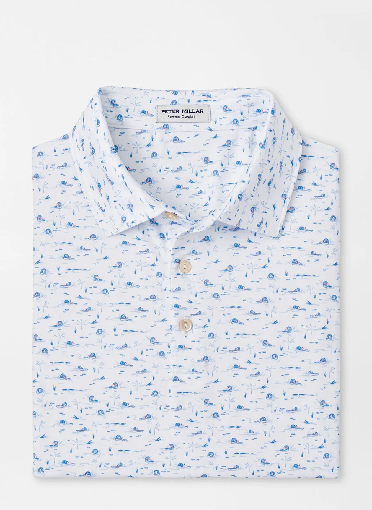 Peter Millar Mens Classic Fit Everglades Performance Jersey Polo - WHITE