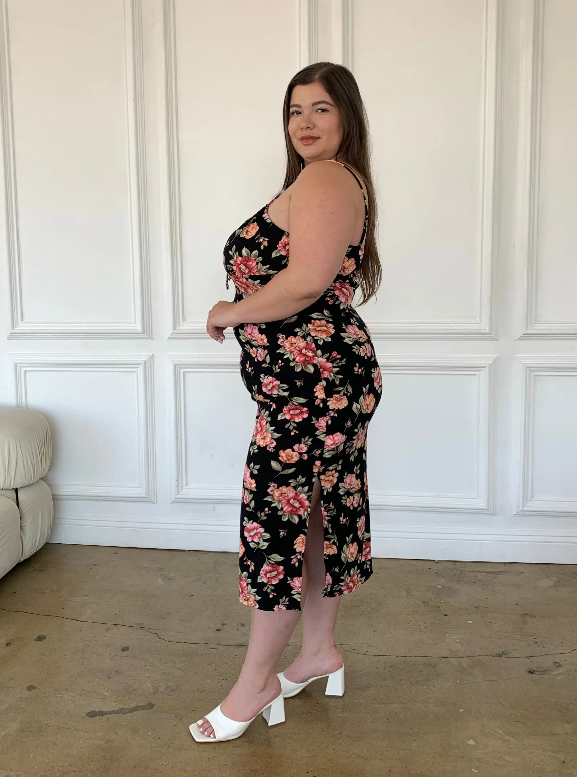 Plus Size Bodycon Floral Dress