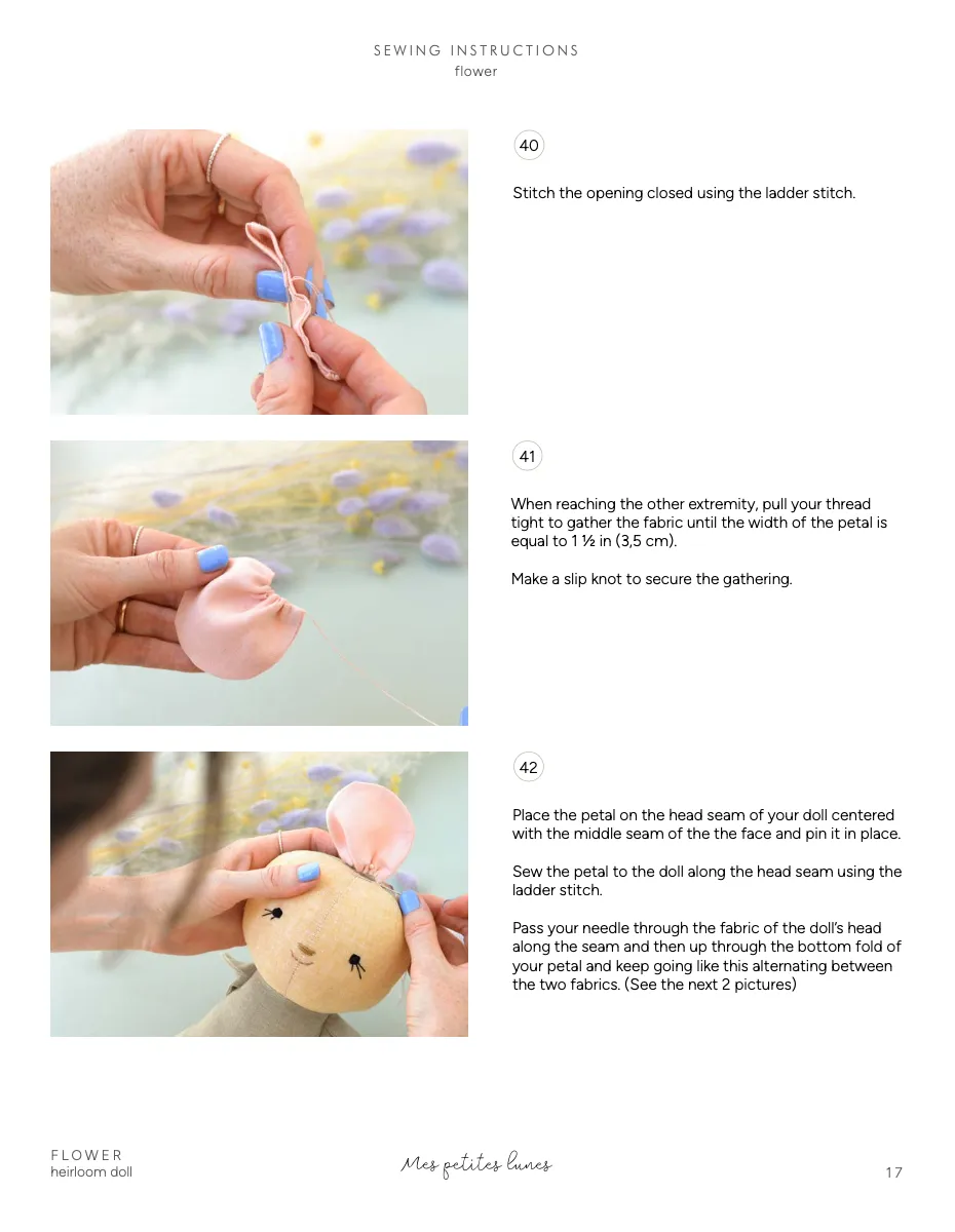 Sewing Pattern - Flower doll   2 outfits