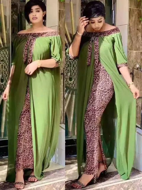 Spring Summer Dresses Beautiful 2in 1 Leopard Loose Bodycon Women Maxi Dress