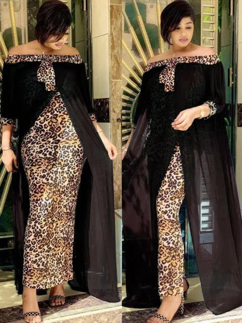 Spring Summer Dresses Beautiful 2in 1 Leopard Loose Bodycon Women Maxi Dress