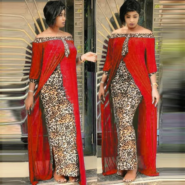 Spring Summer Dresses Beautiful 2in 1 Leopard Loose Bodycon Women Maxi Dress