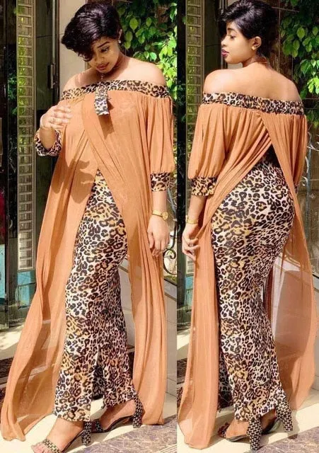 Spring Summer Dresses Beautiful 2in 1 Leopard Loose Bodycon Women Maxi Dress