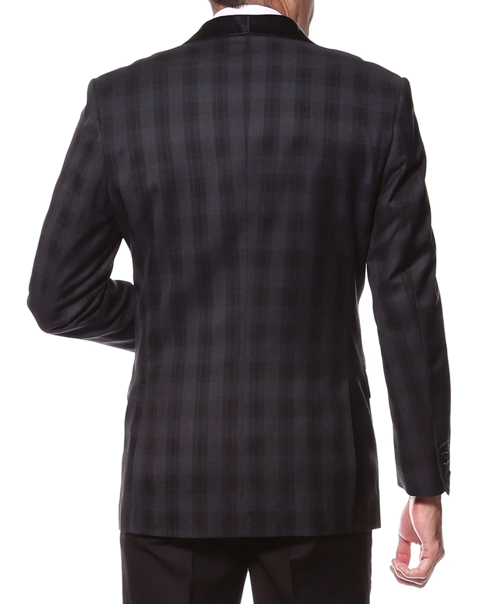 The Astor Black Plaid Slim Shawl Tuxedo Blazer