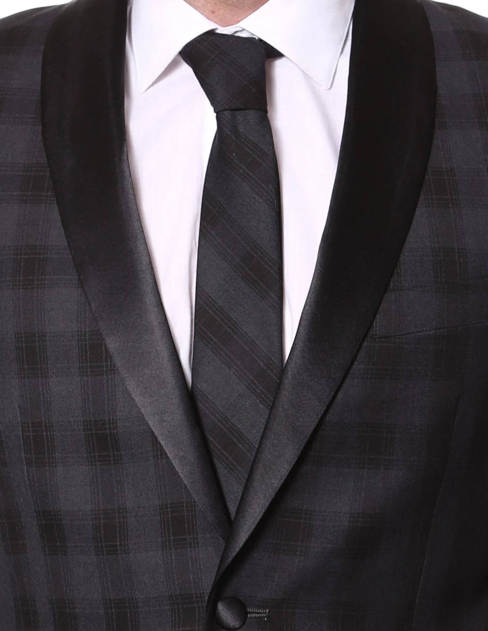 The Astor Black Plaid Slim Shawl Tuxedo Blazer