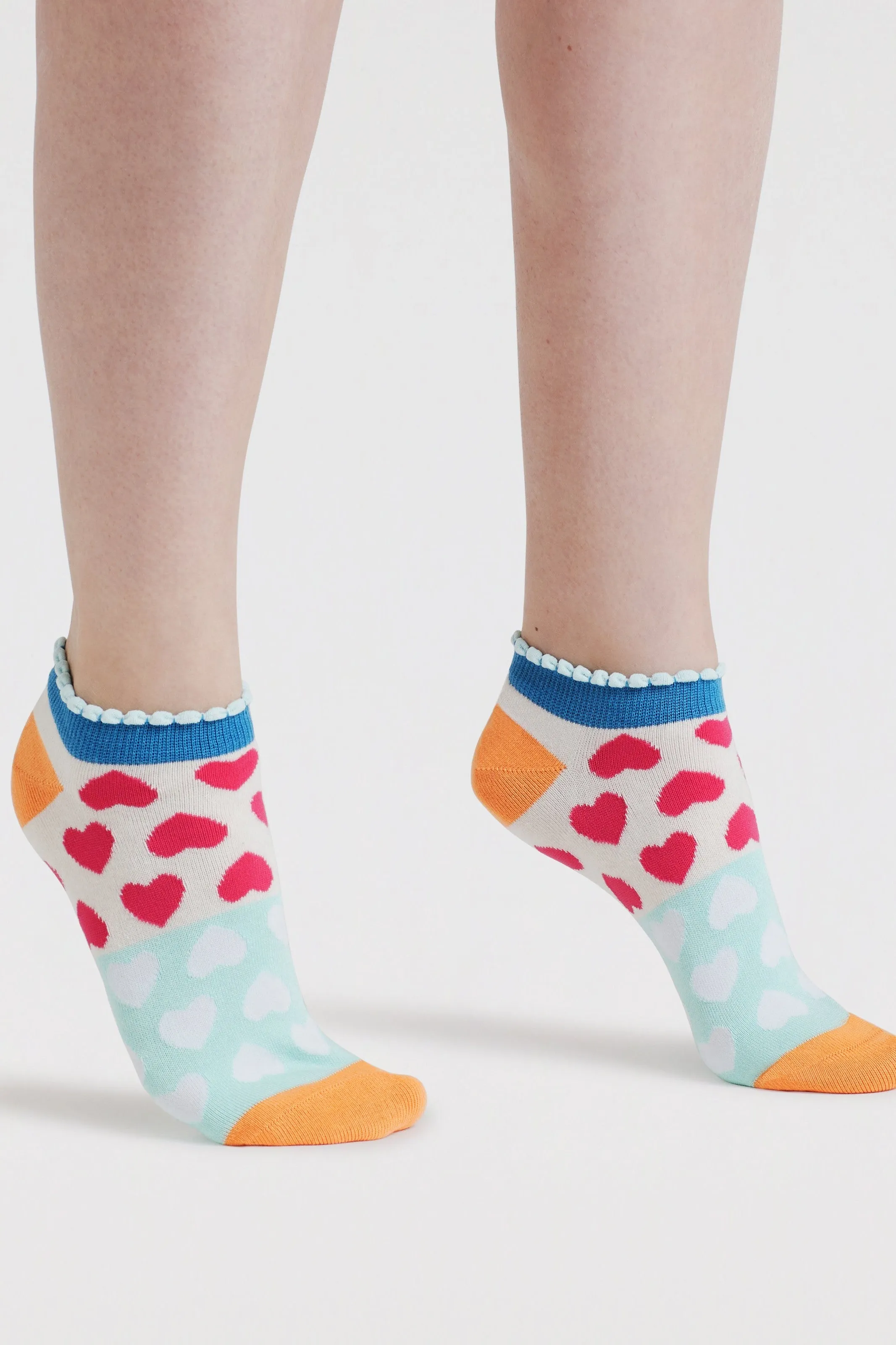 Thought Islay Heart Bamboo Trainer Socks - Tangerine Orange