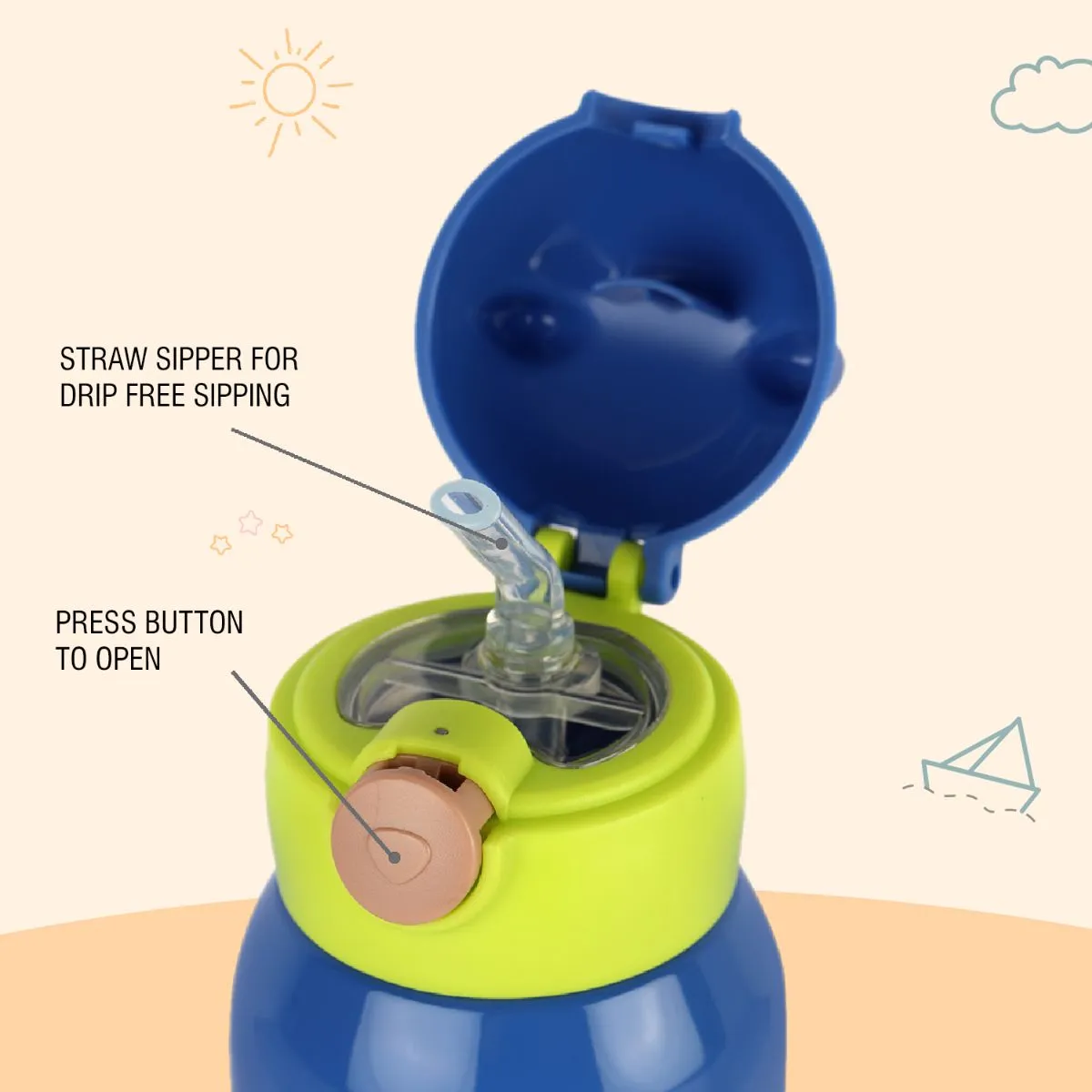 Toddy Hot & Cold Stainless Steel Kids Water Bottle, 550ml