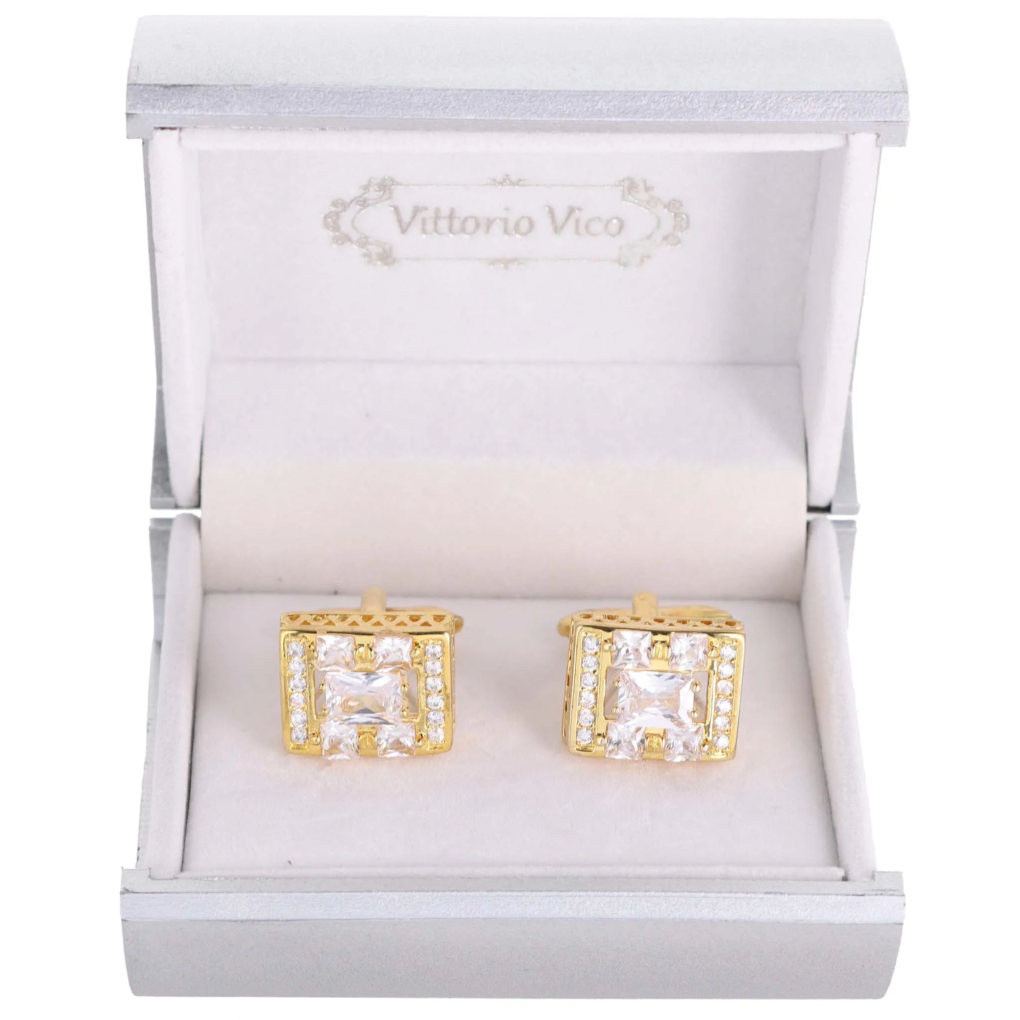 Vittorio Vico Gold Iced Wedding Cufflinks in Gift Box: CL100x Series