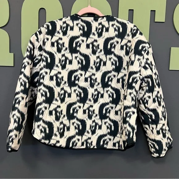 Women’s Cream   Black Quilted Oversized Jacket