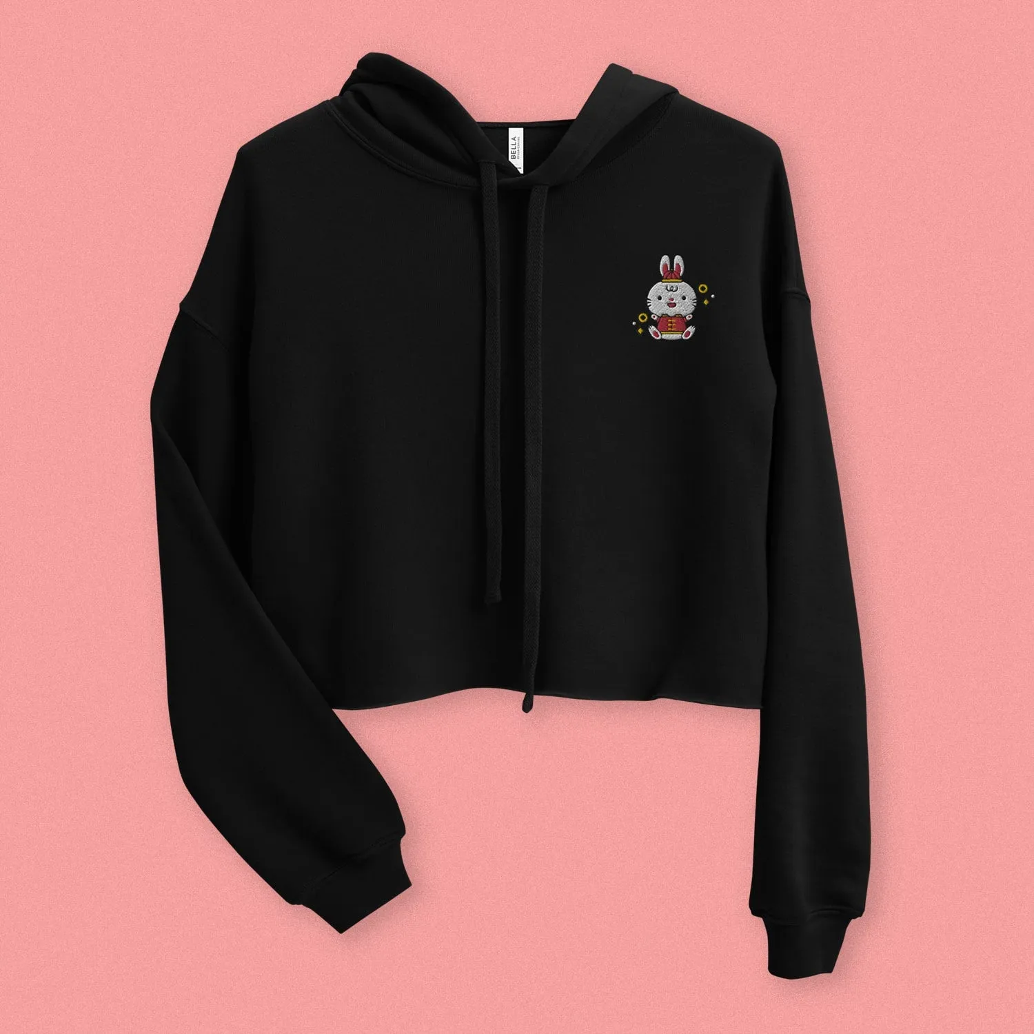 Year of the Rabbit Embroidered Crop Hoodie