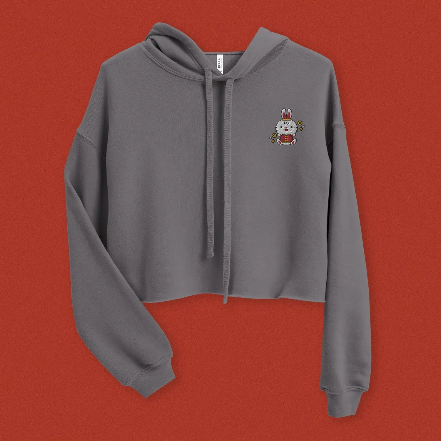 Year of the Rabbit Embroidered Crop Hoodie
