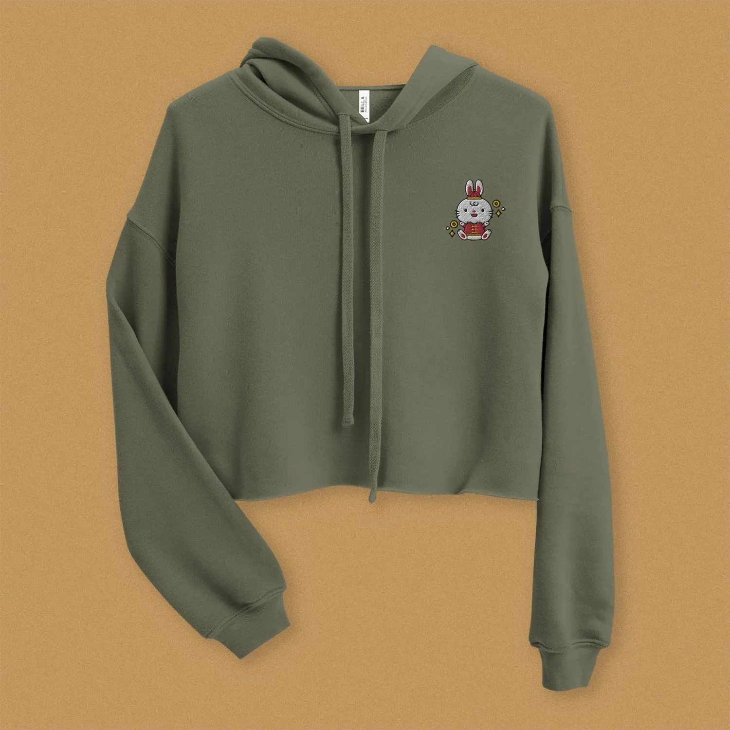 Year of the Rabbit Embroidered Crop Hoodie